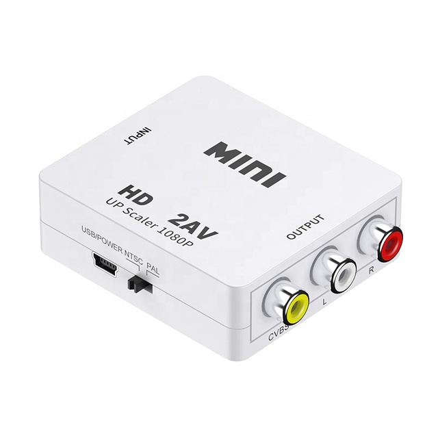 Cantell High Quality Hot Selling HD to AV Mini Converter HD2AV HDTV to CVBS+L+R HD Video Converter Adapter Plastic ABS Material