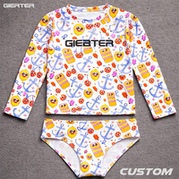 Ensemble de protection solaire et de maillot de bain pour filles, manches longues, protection UV UPF 50+, impression par sublimation, pour la plage