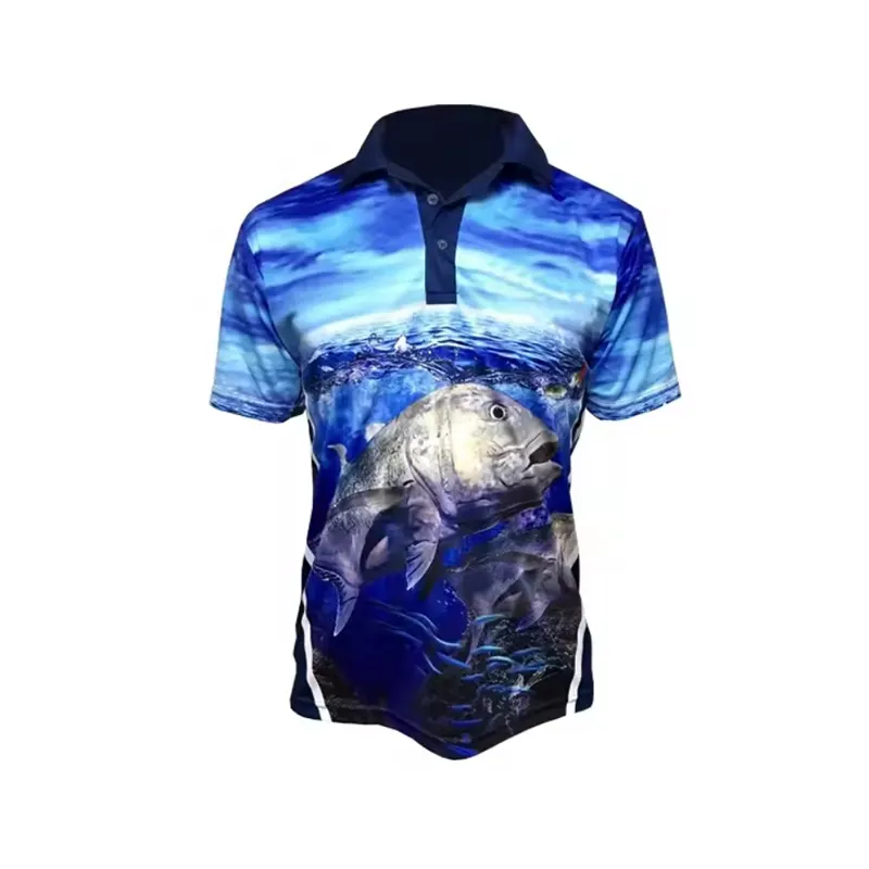 Top grado popular UPF 50 + ropa de pesca camisa logotipo personalizado pesca camisas OEM diseño pesca polos