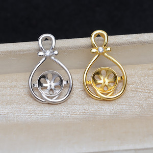 อุปกรณ์ตกแต่งไข่มุกเงินแท้ Wenchi S925 ขนาด 10-12 มม. ตัวฐานเปล่าสำหรับใส่จี้ห้อย DIY รุ่นกึ่งสำเร็จรูป 13978 - Product Image 1