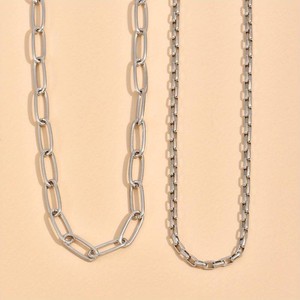 Set di Collane a Catena Paperclip da Donna, Collana a Strati Minimalista per Clavicola, Gioielli alla Moda - Product Image 4