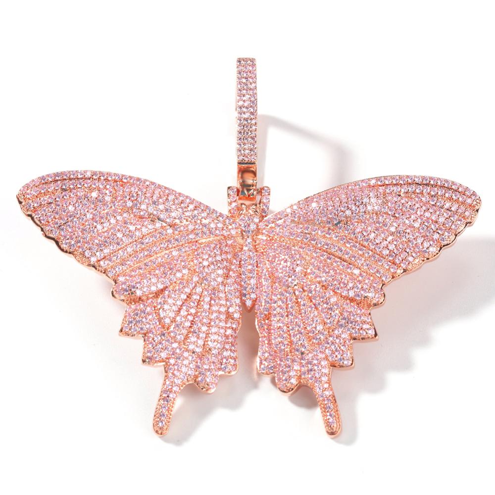 Or rose + cz rose (Pendentif)
