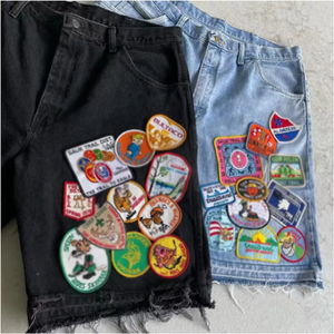 Shorts en jean personnalisés avec broderie et logo imprimé Denim Tears, streetwear de haute qualité, shorts en jean amples en coton respirant pour hommes - Product Image 3