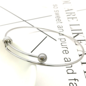 Stainless Steel <b>Ball</b> Cuff <b>Bracelet</b> Adjustable With Detachable Steel Bead Unisex Jewelry - Product Image 3