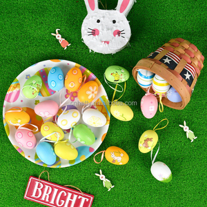 12 pièces/sac Œufs d'oiseaux artificiels en plastique colorés à suspendre pour décorations de Pâques, paniers, cadeaux de fête et fournitures pour la maison - Product Image 1