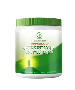 OEM bubuk makanan super organik Premium Makanan Super 25 + makanan sayuran hijau organik untuk kinerja energi dan atletik