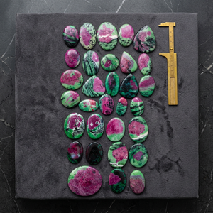 Lote de Gemas Sueltas de Zoisita Rubí Natural en Cabujón, Formas Mixtas, Pulidas, Rosa Verde, Anyolita, para Joyería - Product Image 3