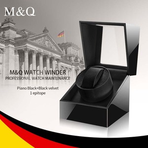 M&Q Caja Giratoria Automática para Relojes de 1 Ranura, Madera Maciza con Acabado de Laca de Piano de Alto Brillo, Antimagnética, Silenciosa, con Fuente de Alimentación para Relojes Mecánicos - Product Image 5