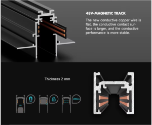Система магнитных алюминиевых светодиодных трековых светильников 48В DC DALI с регулировкой цветовой температуры (CCT), умным управлением Tuya Zigbee/WiFi и высоким индексом цветопередачи CRI 90, на COB-чипах - Product Image 6