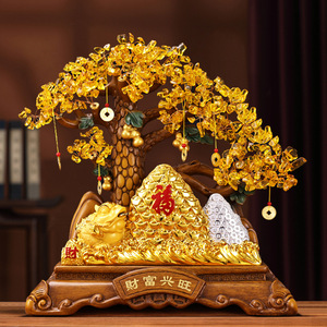 เครื่องประดับรูปกบทองนำโชค คริสตัลสีเหลือง <span class=keywords><strong>ต้นไม้</strong></span>เรียกทรัพย์ สำหรับโต๊ะแคชเชียร์สำนักงาน ร้านอาหาร ระดับไฮเอนด์ - Product Image 4