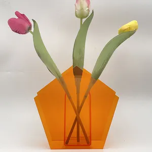 แจกันดอกไม้อะคริลิคสำหรับตกแต่งบ้าน,ของขวัญแบบมินิมอลสำหรับแจกันดอกไม้ดีไซน์ทันสมัยแปรงแต่งหน้าที่จับปากกาตกแต่งบ้าน