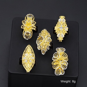 JXX Anillo Grande de Latón con Varios Diseños, Joyería de Moda, Anillo de Boda Chapado en Oro de 24k de Lujo de Arabia Saudita, Dubái - Product Image 6