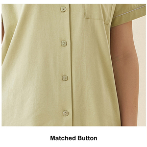 Pijamas Térmicos de Algodón Modal para Parejas, Cuello <span class=keywords><strong>en</strong></span> V, Manga Corta, con Botones, 2 Piezas, Ropa de Dormir para Verano - Product Image 4