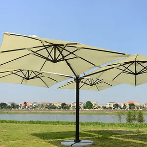 Großer Sonnenschirm im Freien High-End-Clubs Vier-Kopf-Sonnenschirm Sonnenschirm Strand terrasse Stoff wasserdichte große Regenschirme