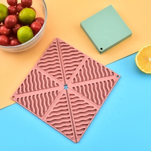 Wholesale Household Silicone Tableware <b>Heat</b> Insulating Pad Silicone Placemat for Dining Table Foldable Square <b>Coaster</b> - Product Image 1