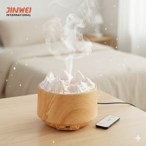 Flame Air Humidifier Diffuser <b>Light</b> Wood 300ml Easy Maintenance <b>Timer</b> Function Seven Color Mood Lighting - Product Image 1