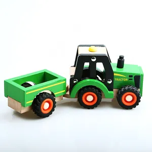 Meest Populaire Unisex Houten Tractor Speelgoed Educatief Transport Ambacht Model Puzzel Groothandel Houten Speelgoed