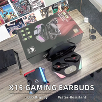 Headset Gaming TWS X15 Harga Terjangkau dengan Layar Digital LED Kontrol Sentuh Tahan Air BT 5.3 Earbud Stereo Nirkabel Sejati untuk Gaming