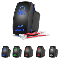 Interrupteur à bascule pour feux auxiliaires, lumière LED, 5 broches, marche/arrêt, laser, 12V 24V, bleu, 20A, avec câblage pour voiture, camion, bateau, VTT, UTV, camping-car