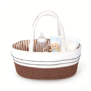 Cesta de Almacenamiento de Pañales de Encaje de Moda, Cuerda de Algodón Ecológica con Divisores y Asa para Organización de Cuarto de Bebé, Venta al por Mayor, OEM Personalizado - Product Image 1