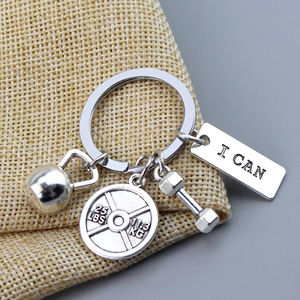 Porte-clés de sport avec messages encourageants, haltères et poids, pour la musculation, la gym et le <span class=keywords><strong>CrossFit</strong></span>, cadeaux pour homme - Product Image 5