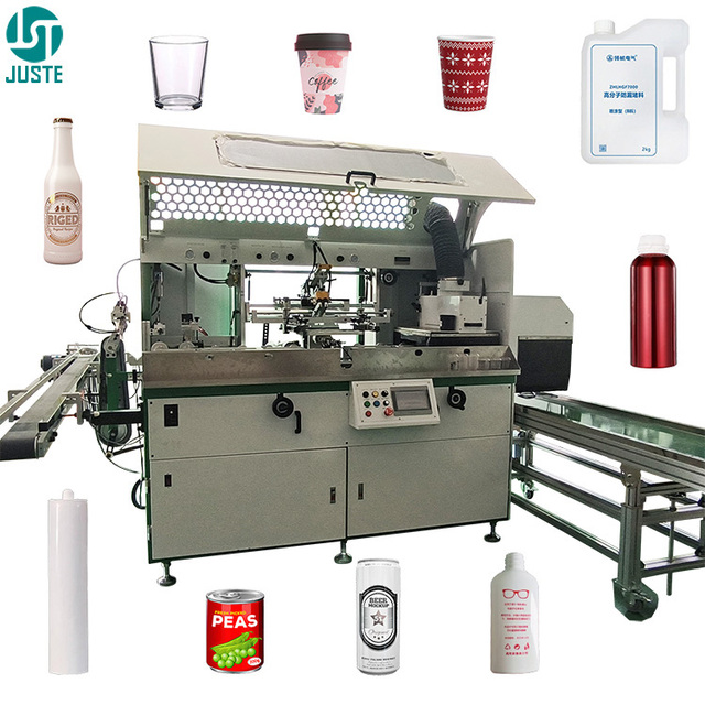 Full Automatic One Color Screen Printer Round Plastic Perfume Bottle Screen Printing Machine With Micro Registration Adjustment