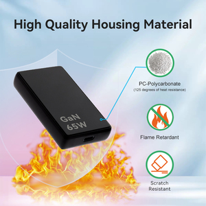 Utra mỏng <span class=keywords><strong>65W</strong></span> gan USB C tường sạc nhanh Type-C sạc tương thích với máy tính xách tay máy tính cho điện thoại sạc - Product Image 5