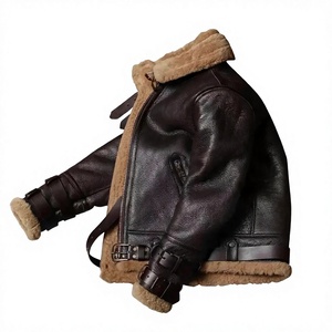 Veste en cuir véritable vintage B3 pour homme, doublée de fourrure synthétique, avec logo personnalisé - Product Image 2