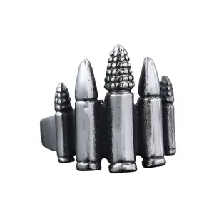 Military weapon fashion jewelry stainless steel vintage bullets ring hip hop rock military gun lovers bullets ring biker