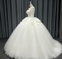 S1994Y Robe de mariée féerique de luxe à manches longues, style princesse, avec jupe tutu et motifs floraux tridimensionnels en gaze légère, très vendue