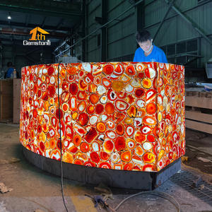 Encimera de <span class=keywords><strong>Baño</strong></span> de Piedra de Ágata <span class=keywords><strong>Calcedonia</strong></span> Roja Natural con Diseño Iluminado - Product Image 6