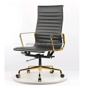 Excelente diseño Gold Frame negro pu cuero Executive Lift Swivel Executive Office jefe silla