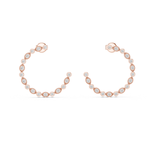 Boucles d'oreilles élégantes pour femmes en diamants de laboratoire, finition or rose, bijoux de mode, style scintillant, cadeau pour fête ou célébration - Product Image 1