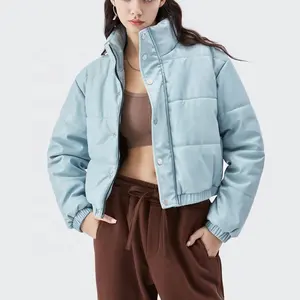 사용자 정의 여성 높은 허리 호흡기 자켓 겨울 코튼 패딩 두꺼운 자켓 패션 캐주얼 자켓 코트