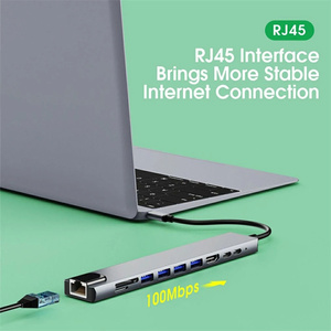 10 En 1 USB C HUB 4K30Hz Estación de acoplamiento Tipo C a HDTV Compatible RJ45 Ethernet PD100W para MacBook Pad <span class=keywords><strong>Huawei</strong></span> Sumsang Phone - Product Image 5