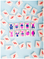 Set Ubin Mahjong Kotor Pra-Penjualan Warna Pink Muda Amerika, Akrilik, Dilukis Tangan dengan Alas Neoprena untuk Kesenangan Anak Perempuan