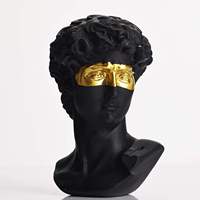 Statue grecque David Buste en résine, faite à la main, peinte à la main, style Lourdes, figurine d'art, objet de collection, décoration pour étagère, table, bureau, maison