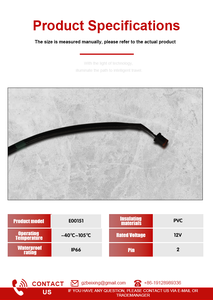 Suzuki D-MAX 2P kabel daya adaptor Harness otomotif kabel cermin E00151 2-Pin PVC konduktor tembaga telanjang terisolasi IP66 12V - Product Image 5
