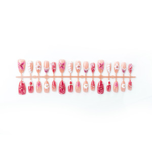 Juego de 30 <span class=keywords><strong>Uñas</strong></span> Postizas Hechas a Mano <span class=keywords><strong>con</strong></span> Diseño de <span class=keywords><strong>Flores</strong></span> 3D en ABS, <span class=keywords><strong>con</strong></span> Degradado <span class=keywords><strong>Rosa</strong></span> y Perla, Forma Almendrada Larga, Reutilizables - Product Image 6