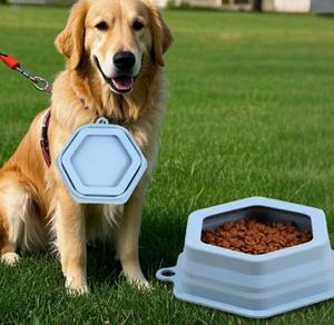 Silicone Anti-overflow Folding Hexagonal Dog & <b>Cat</b> Food Bowl Portable Outdoor & Car Use Drinking Bowl with Hanging Feature - Product Image 4