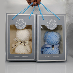 Ensembles de cadeaux ours mignon en velours <span class=keywords><strong>corail</strong></span> super doux de luxe 30x30 avec logo bon marché ensemble de serviettes de bain pour le visage <span class=keywords><strong>sac</strong></span> à <span class=keywords><strong>main</strong></span> cadeau d'invité de mariage serviettes ours - Product Image 3