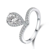 Anello di Fidanzamento Classico a Pera in Platino Pt950 con Diamante da Laboratorio, Anelli di Moda per Donne