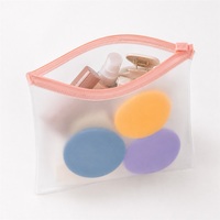 Pochette zippée en EVA givrée avec logo personnalisé imprimé, pochette cosmétique en EVA pour éponge de maquillage, houppette, emballage d'outils de beauté