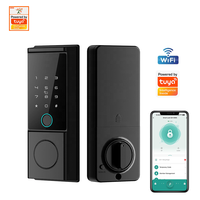 Kunci Pintu Pintar WiFi Tuya Sidik Jari Keypad Tanpa Kunci Elektronik Deadbolt untuk Rumah Kode IP65 Tahan Air