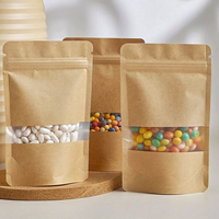 Kantong Stand Up Pouch Food Grade Anti Lembab dengan Resleting Atas, Kemasan Kertas Kraft BOPP untuk Kopi, Gula, Mie, Jelly, Minyak Zaitun
