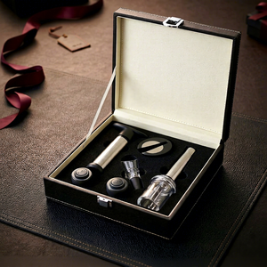 Ensemble d'accessoires élégants pour le vin avec bouchon à vide en acier inoxydable, coffret cadeau pour cadeaux d'affaires - Product Image 1