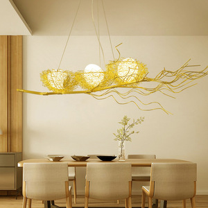 Modern Bird Nest Chandelier Round E27 Incandescent <b>Light</b> For Living Room <b>Dining</b> Room Nordic Style Pendant Lamp - Product Image 5