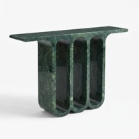 Meuble d'entrée moderne et minimaliste sur mesure, console en marbre de pierre naturelle verte, banc à bagages, ensemble de meubles pour villa et hôtel