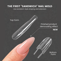 Vinimay Rocket Nail Extension Dual Forms 120 Pcs 15 Tailles Transparent OEM Moule de style sandwich pour gel de construction acrylique Manucure