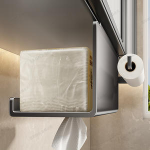 Porte-papier mural Blue Vine gris anthracite blanc laiteux auto-adhésif sans perçage double usage pour mouchoirs et papier toilette - Product Image 3